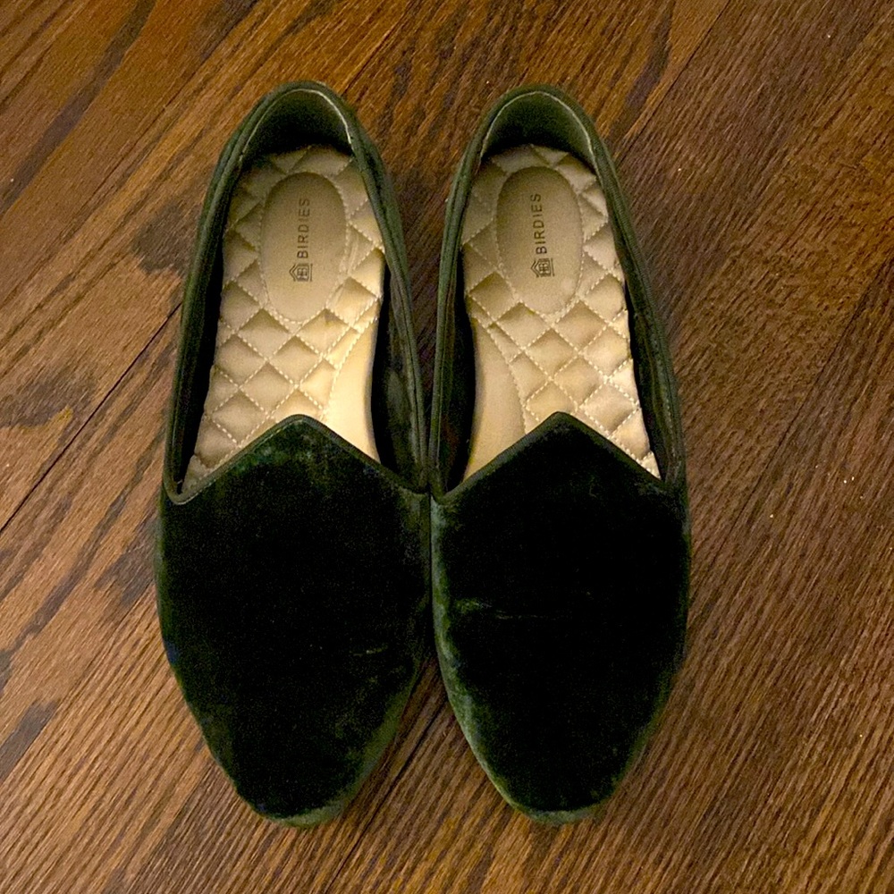 Birdies Green Velvet Smoking Slipper